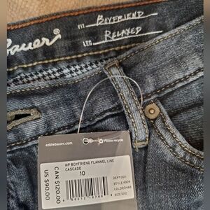 Eddie Bauer Flannel Lined Relaxed Fit Boyfriend Jeans 10 Petite